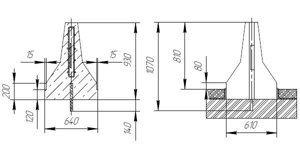Схема парапетного блока двустороннего ограждения моста