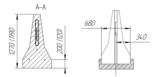 Схема парапетного блока стационарного ограждения