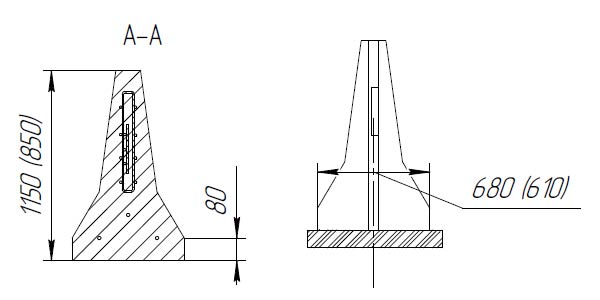 Схема парапетного блока одностороннего переносного ограждения дороги